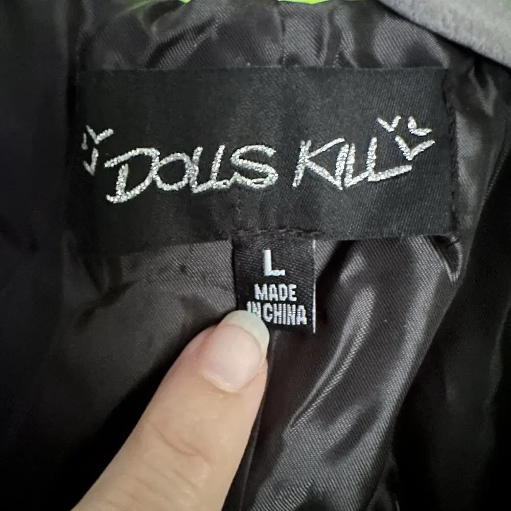 Dolls Kill Trickz N' Treatz Slime Viral Vengeance Vinyl Trench Coat Neon Green L - Picture 3 of 7